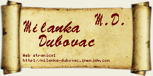 Milanka Dubovac vizit kartica